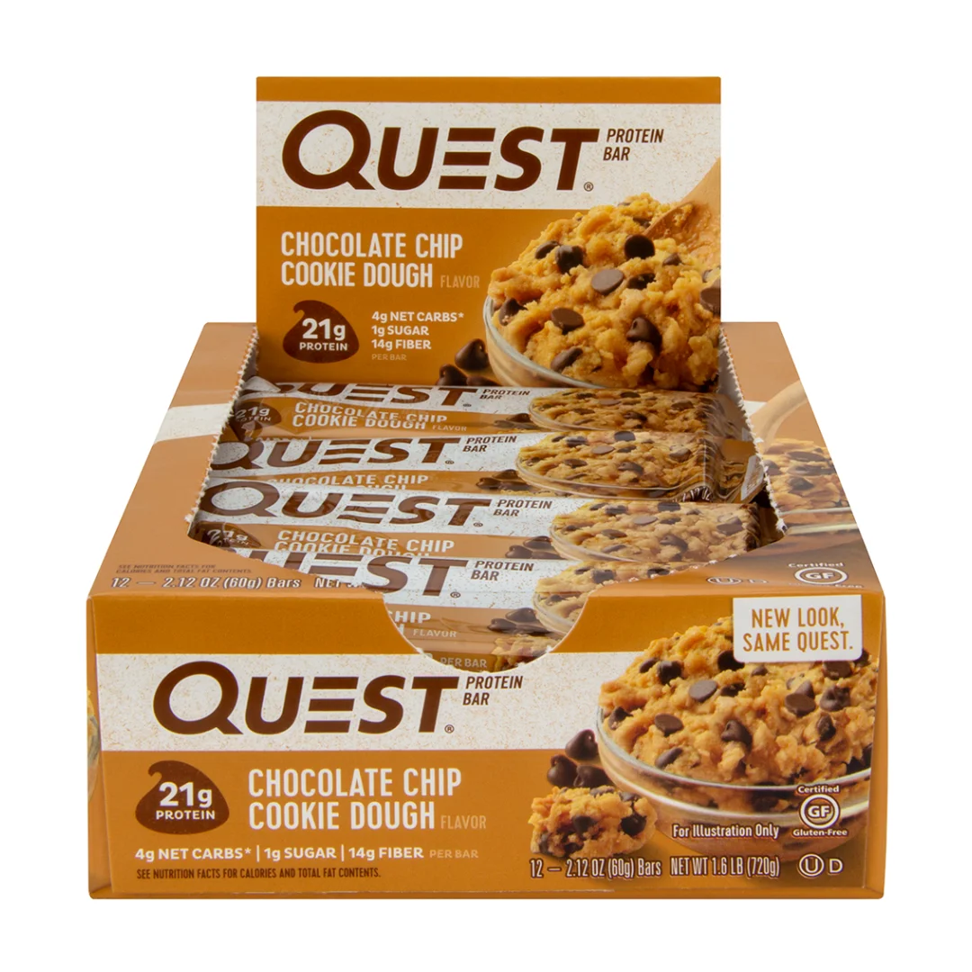 Barras Quest Protein Bar 12 unidades - Chocolate Chip Cookie Dough Flavor - Quest