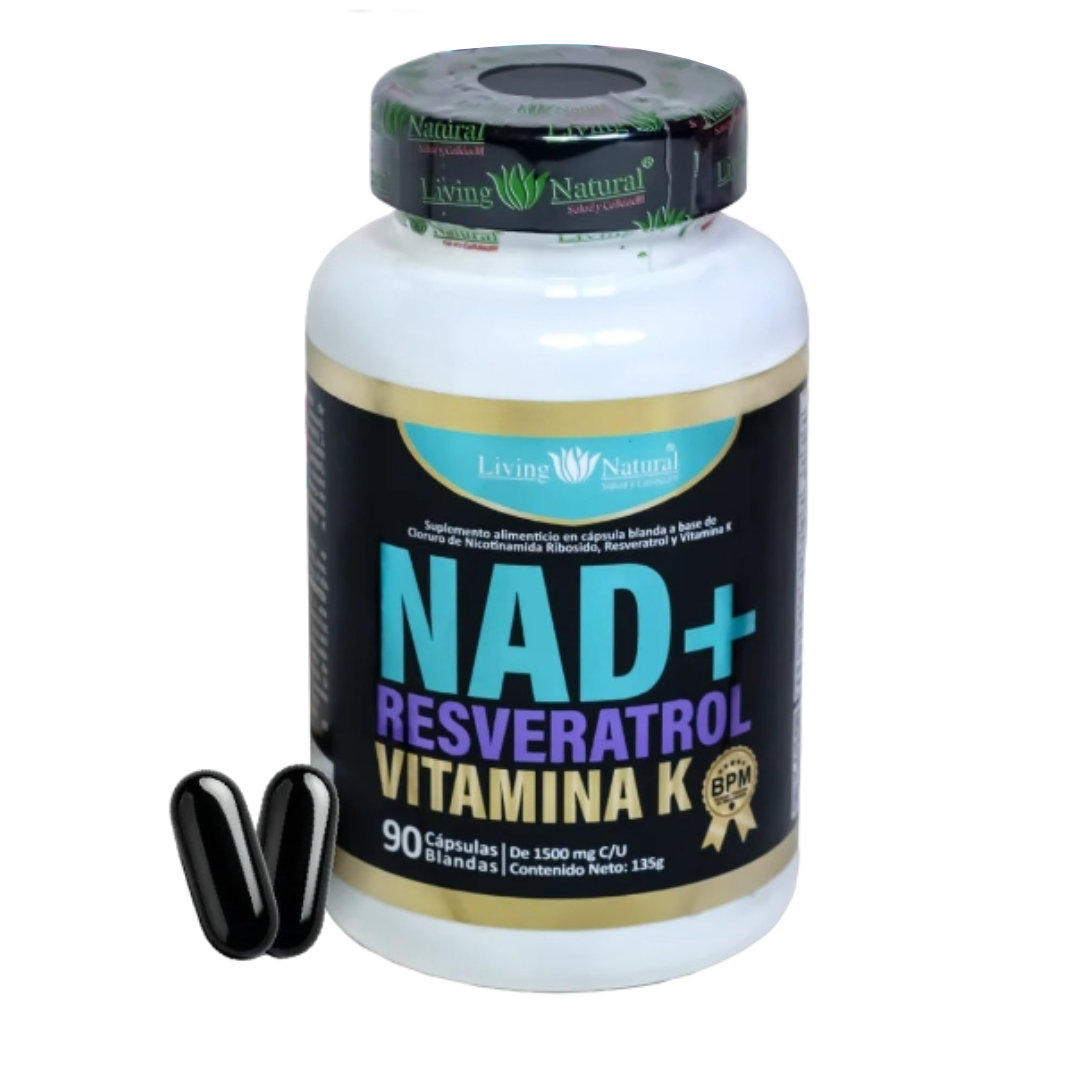 NAD + Resveratrol + Vitamina K 90 Cápsulas - Living Natural