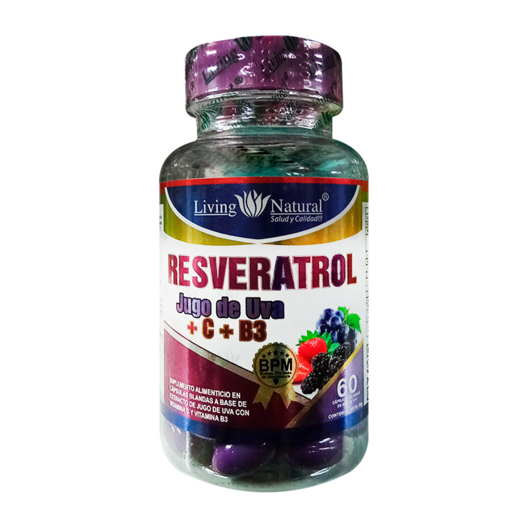 Resveratrol con Vitimana C + B3 60 Cápsulas - Living Natural